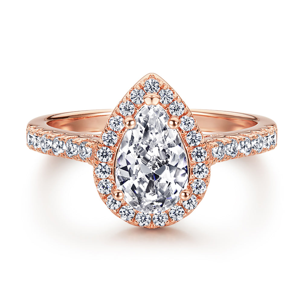 Silver Ring with Leaf Shaped CZ Diamond