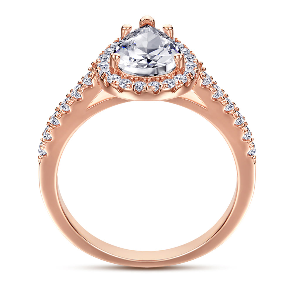 Silver Ring with Leaf Shaped CZ Diamond