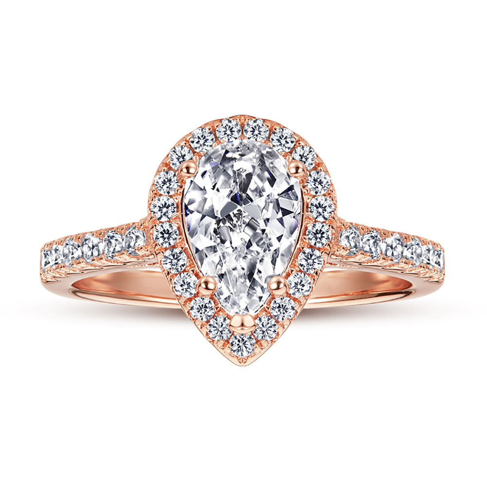 Silver Ring with Leaf Shaped CZ Diamond