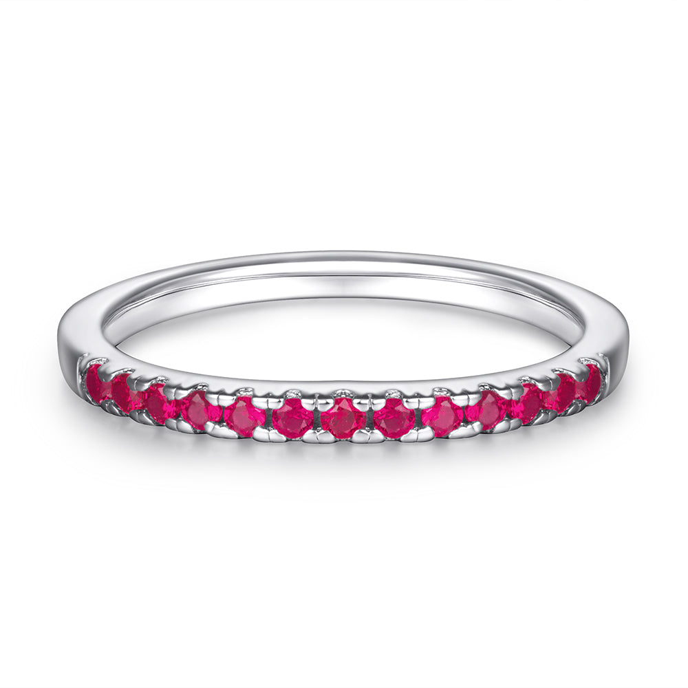 Silver Band Ring with Tiny CZ Diamonds