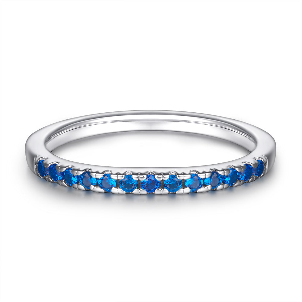 Silver Band Ring with Tiny CZ Diamonds