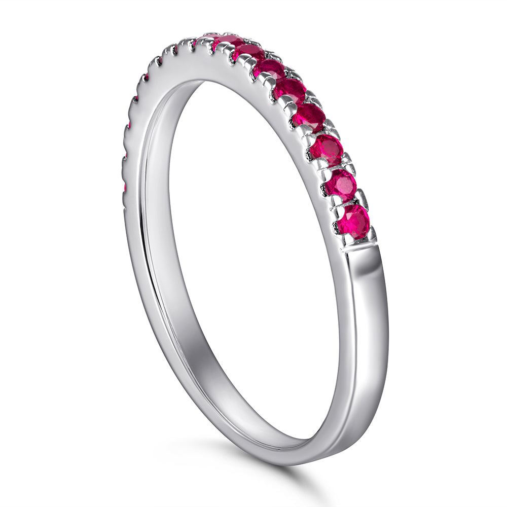 Silver Band Ring with Tiny CZ Diamonds