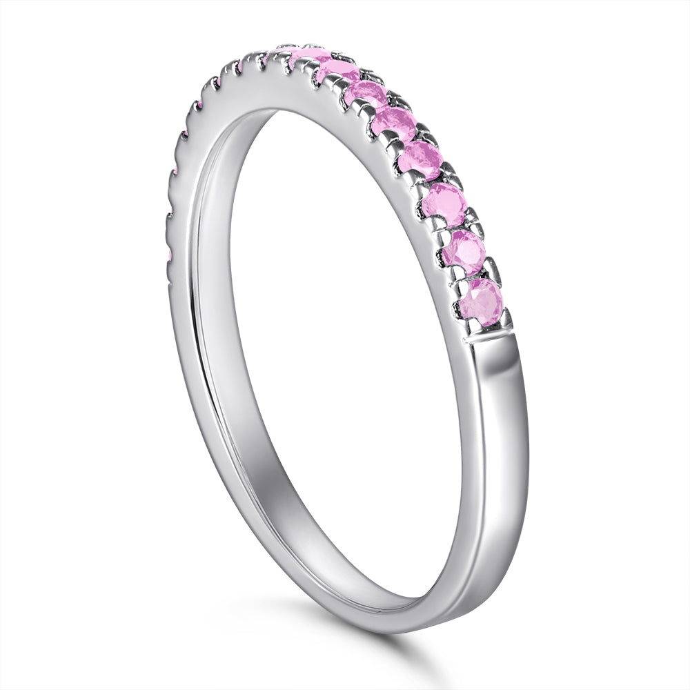 Silver Band Ring with Tiny CZ Diamonds