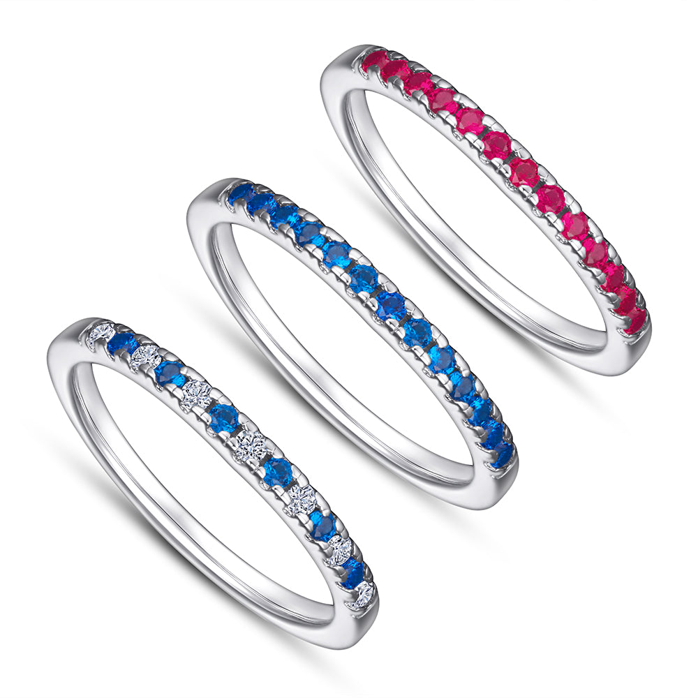 Silver Band Ring with Tiny CZ Diamonds