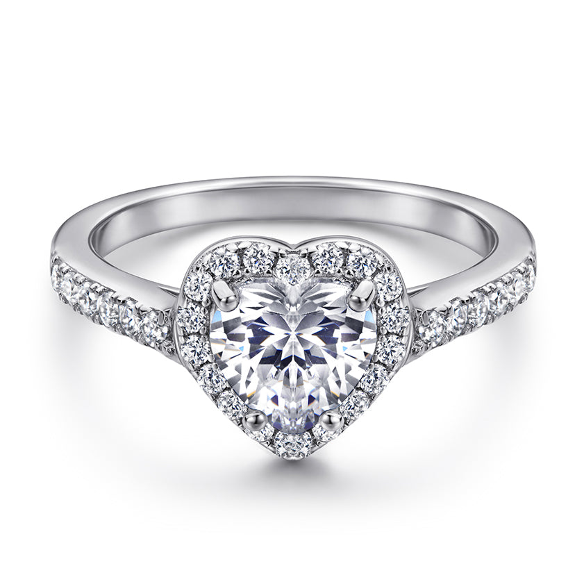 Silver Ring with Heart Shaped CZ Diamond
