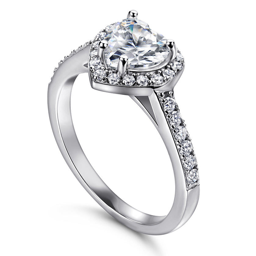 Silver Ring with Heart Shaped CZ Diamond