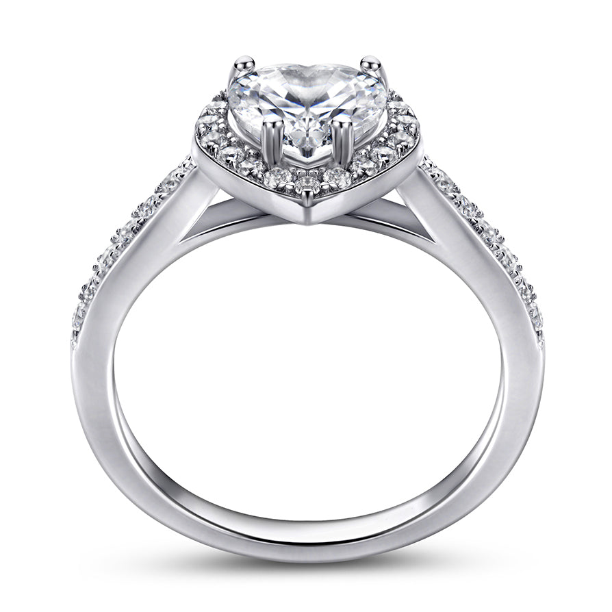 Silver Ring with Heart Shaped CZ Diamond