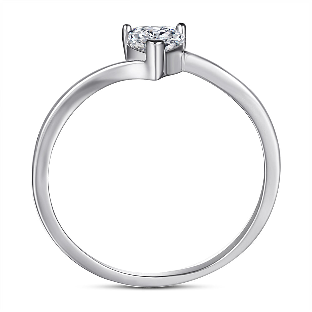 Silver Ring with Heart shaped CZ Diamond