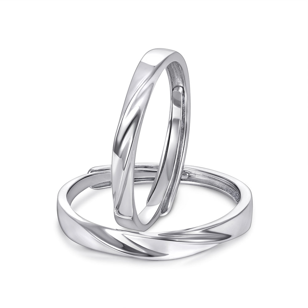 Silver Couple Rings with Spiral Finish