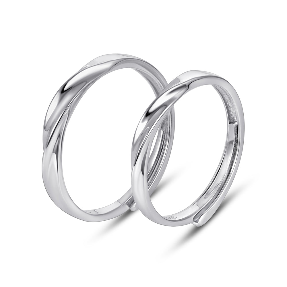 Silver Couple Rings with Spiral Finish