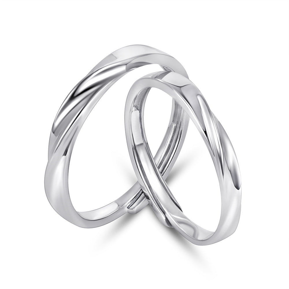 Silver Couple Rings with Spiral Finish