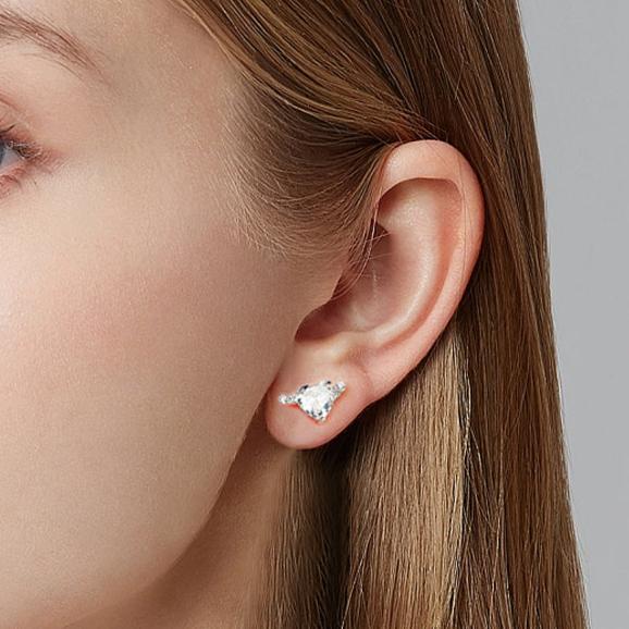 Silver Studs with Heart Shaped Coloured CZ Stone