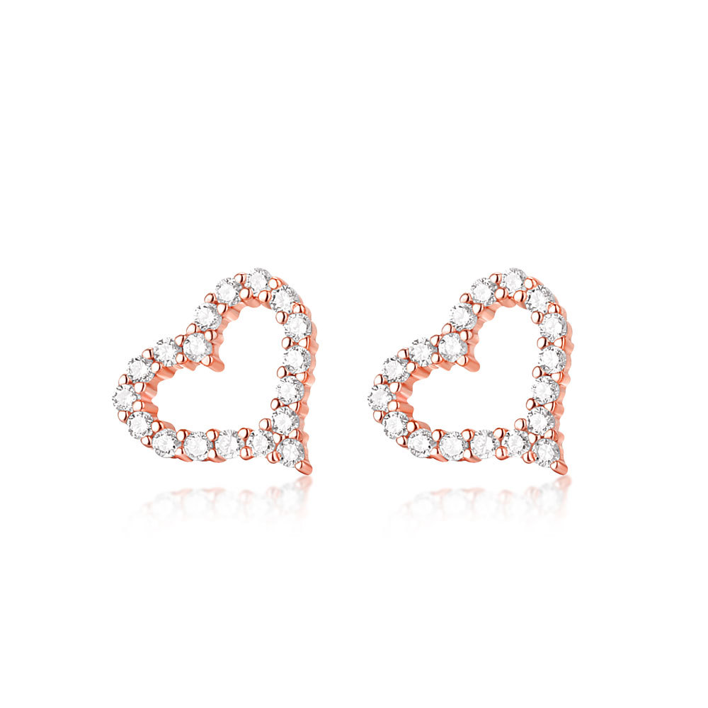 Heart Shaped Rhodium plated Earrings with CZ Stones