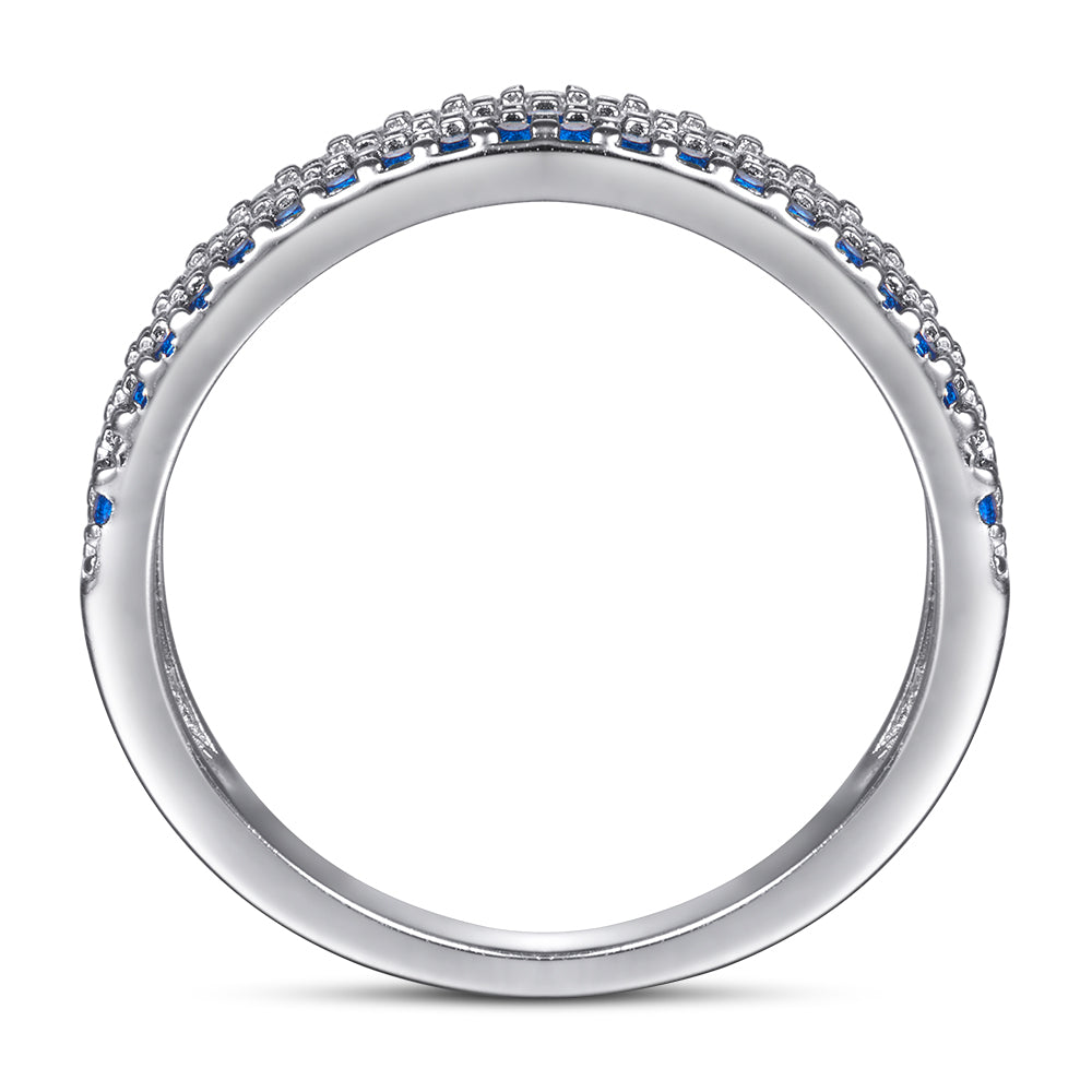 Blue & Silver Ring with Tiny CZ Diamonds
