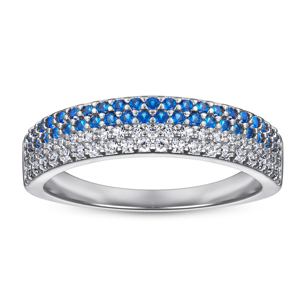 Blue & Silver Ring with Tiny CZ Diamonds