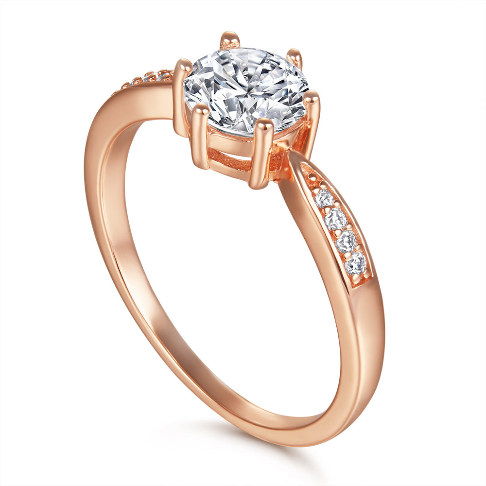 Gold Plated Silver Ring with CZ Diamonds