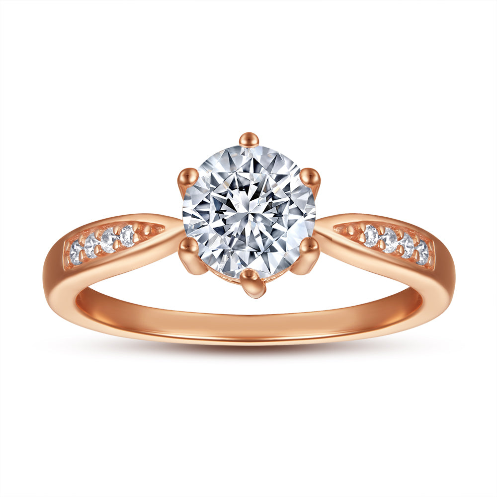 Gold Plated Silver Ring with CZ Diamonds