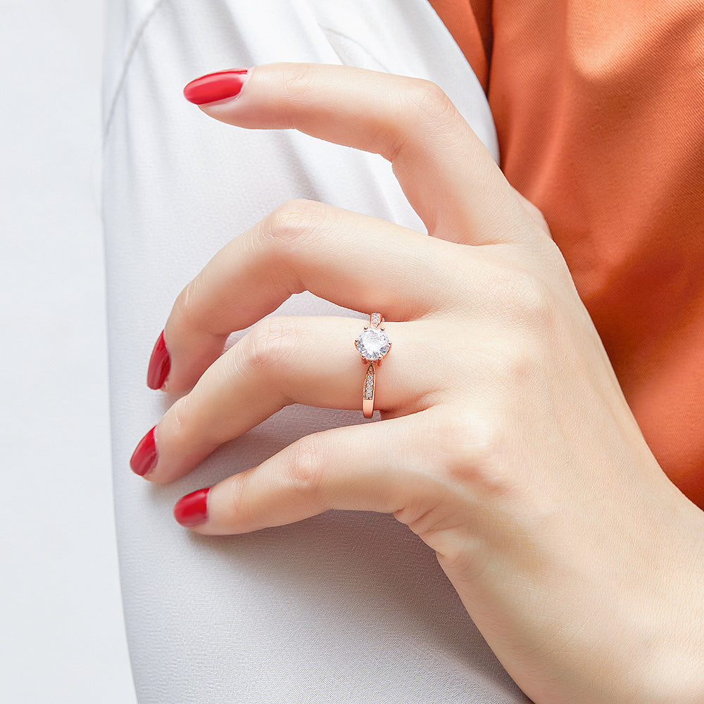 Gold Plated Silver Ring with CZ Diamonds