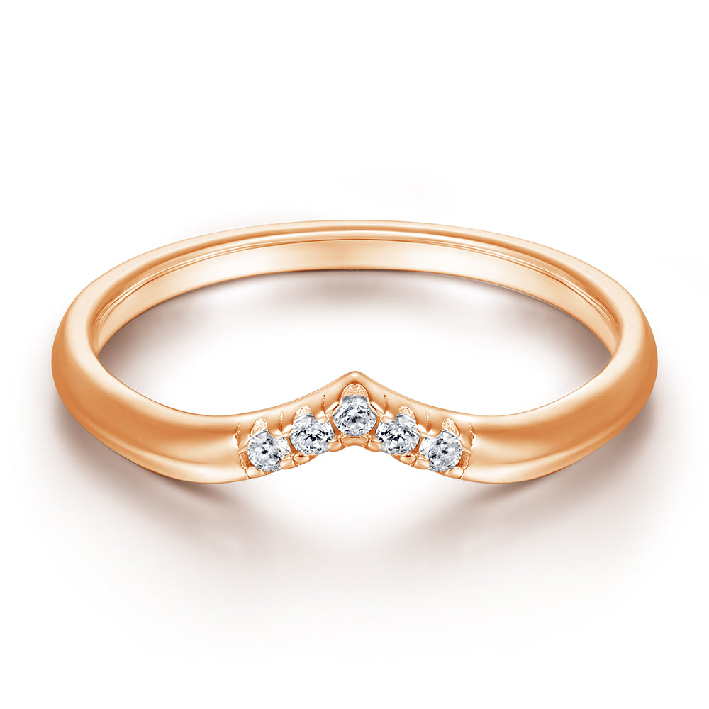 Rhodium Plated Silver Ring with Tiny CZ Diamonds