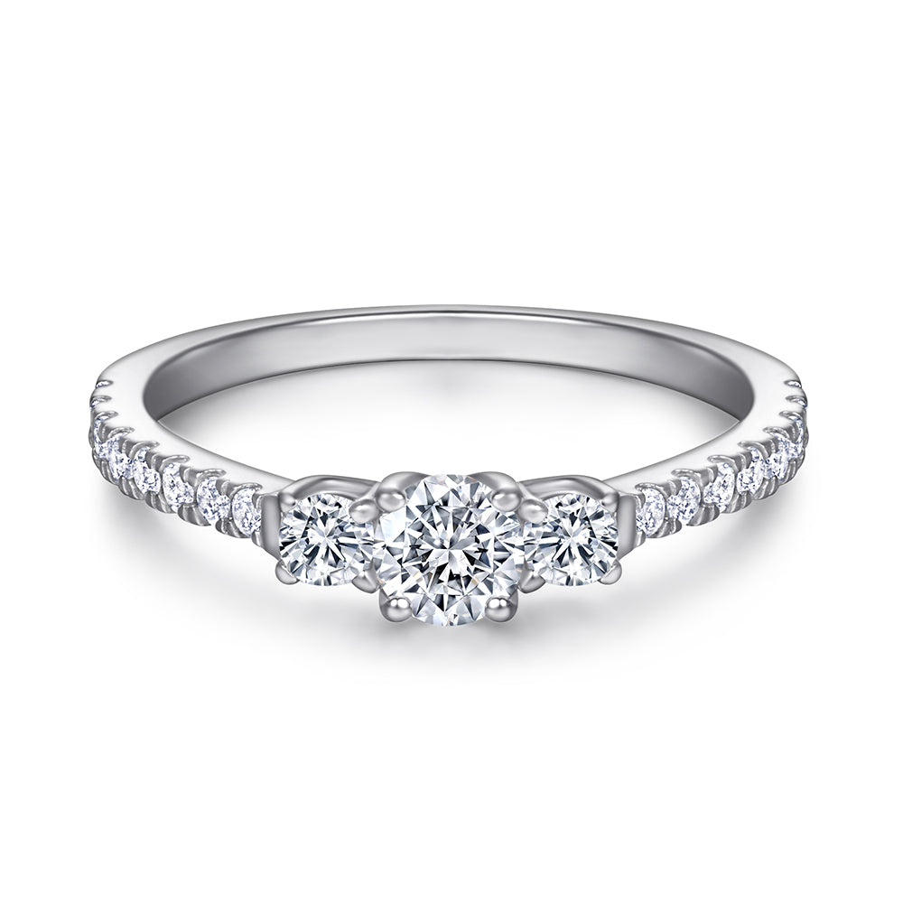 Fine Silver Ring with Tiny CZ Diamonds