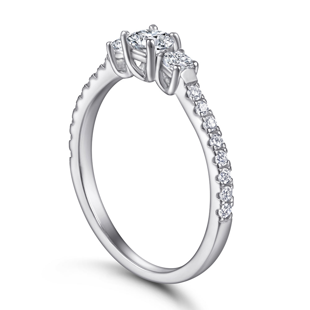 Fine Silver Ring with Tiny CZ Diamonds