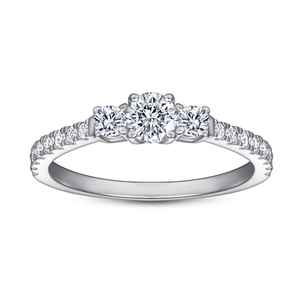 Fine Silver Ring with Tiny CZ Diamonds
