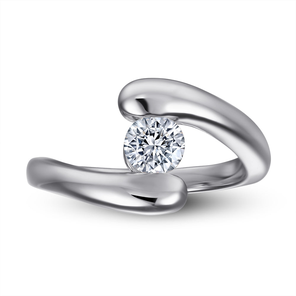 Silver Ring holding a CZ Diamond