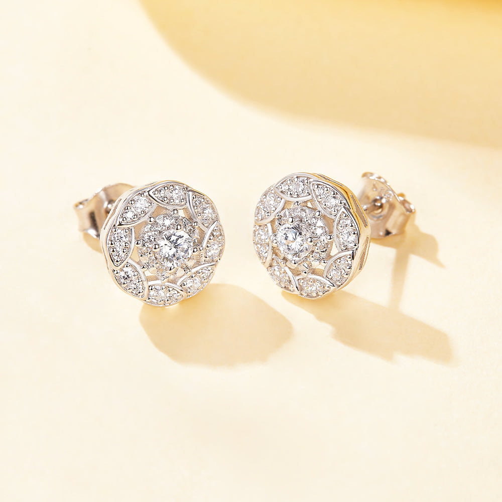 Silver Studs with Round CZ Stone