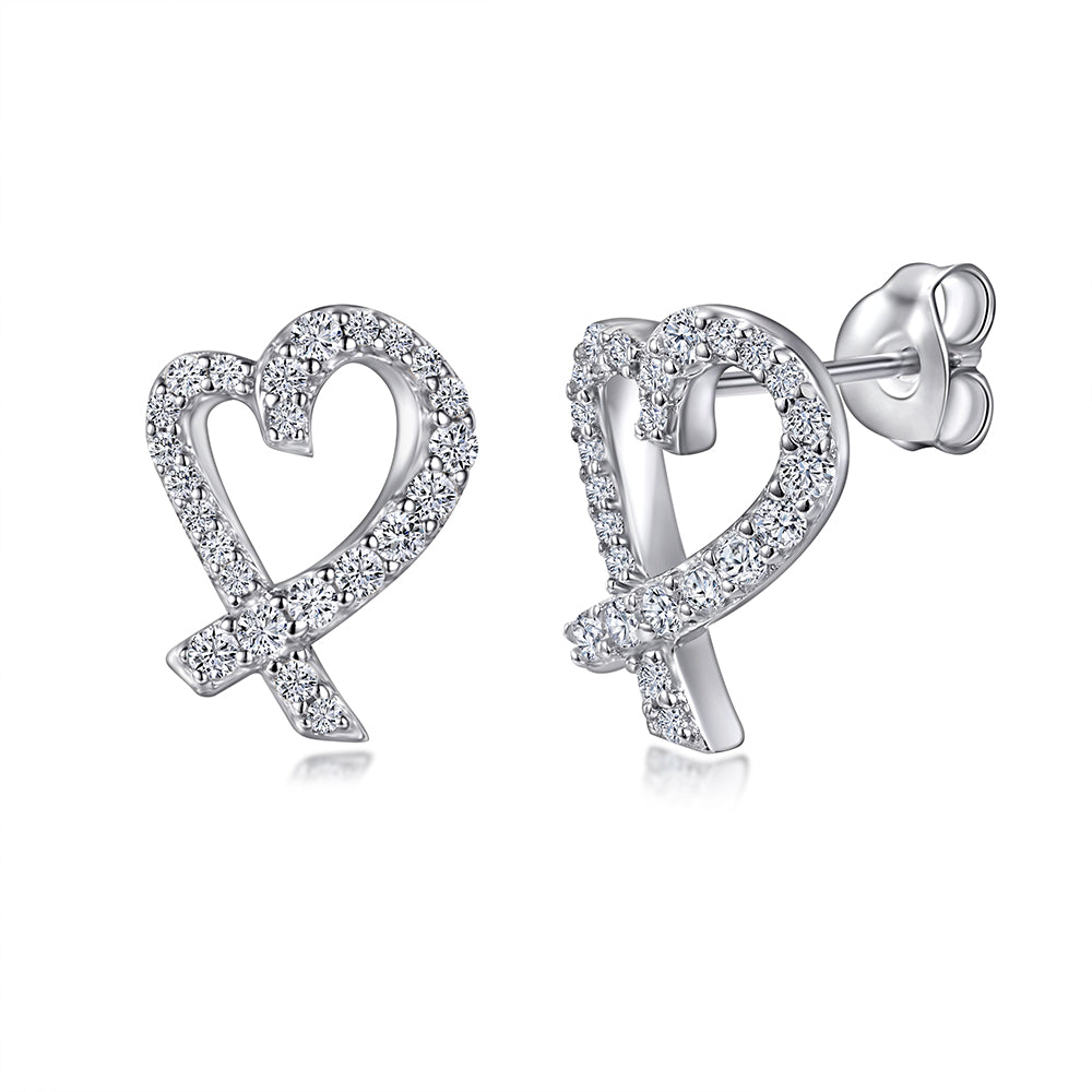 Heart Shaped Earrings with CZ Stones