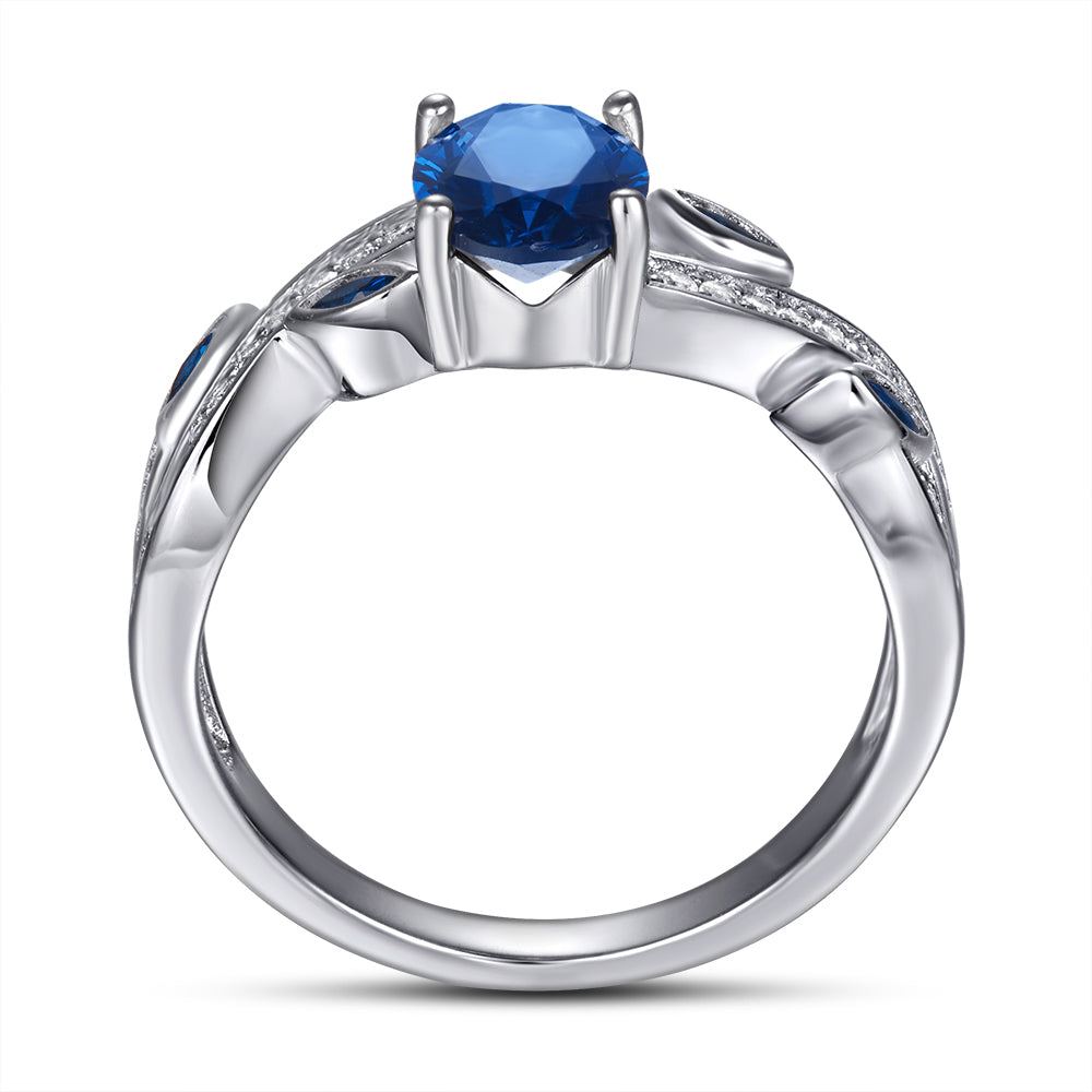Silver Ring with Blue CZ Diamonds