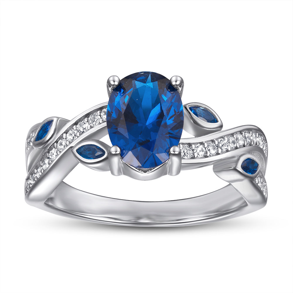 Silver Ring with Blue CZ Diamonds