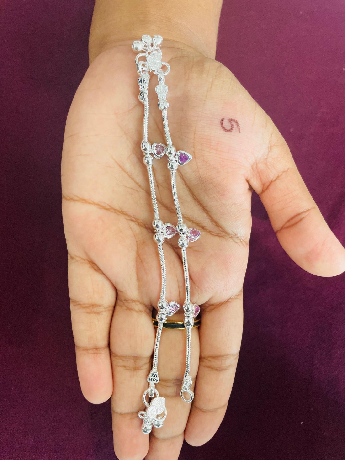 Colourful Silver Anklets for Kids