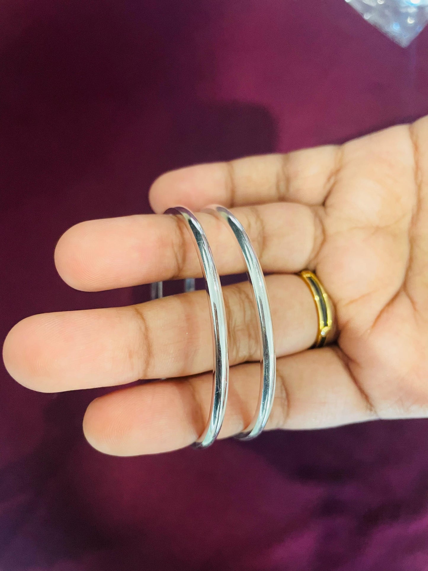 Plain Silver Bangles for Kids (2 Pieces)