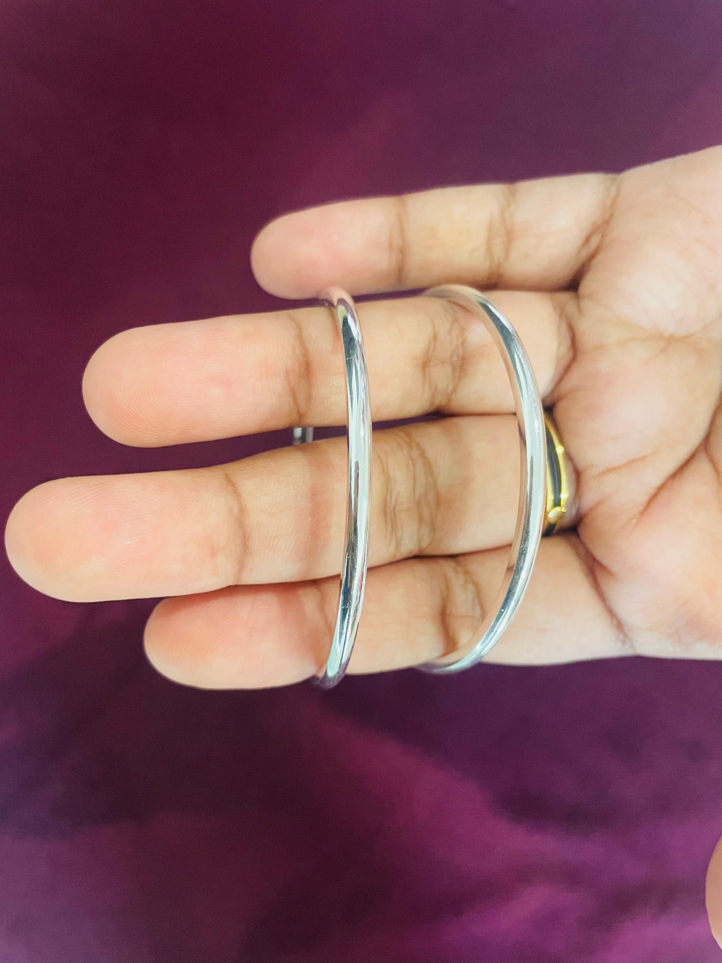 Plain Silver Bangles for Kids (2 Pieces)