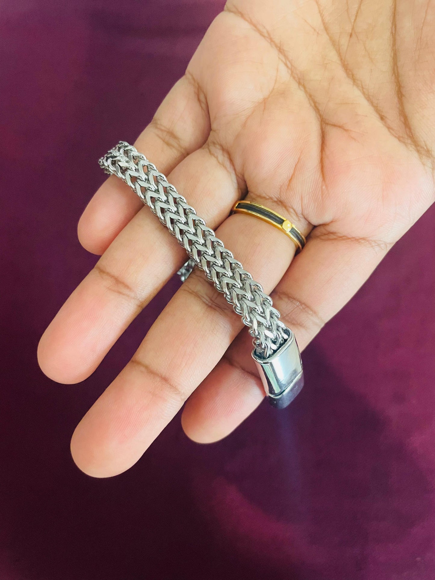 Silver Bracelet with Magnetic Lock