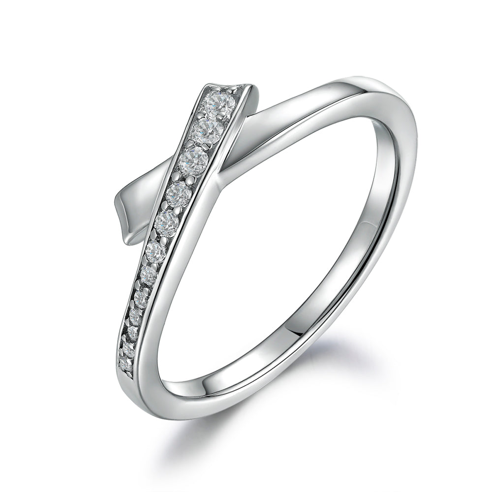 Bow Tie model Silver Ring with Tiny CZ Diamonds