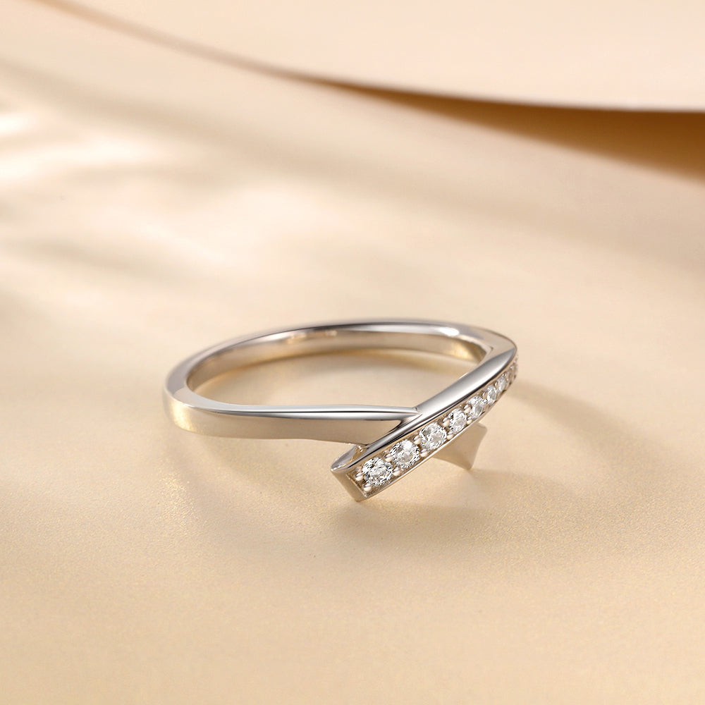 Bow Tie model Silver Ring with Tiny CZ Diamonds