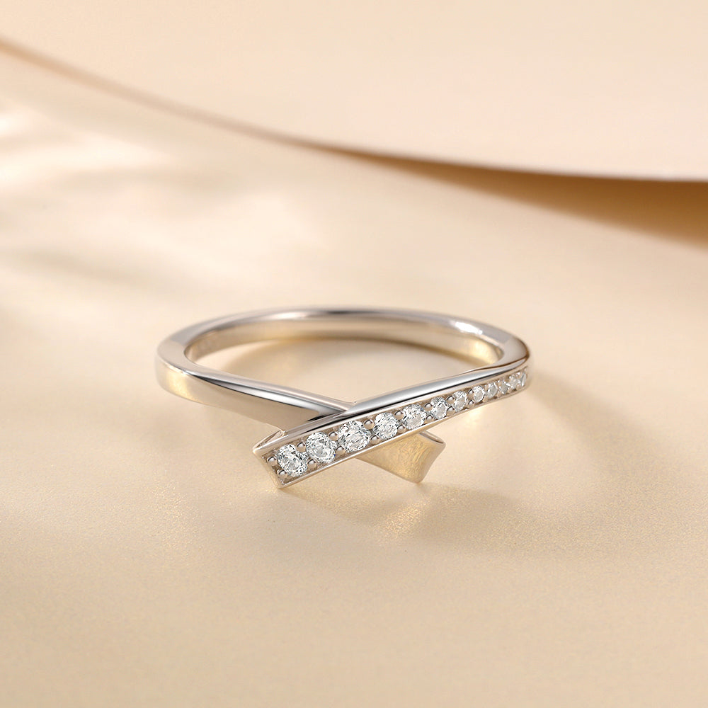Bow Tie model Silver Ring with Tiny CZ Diamonds