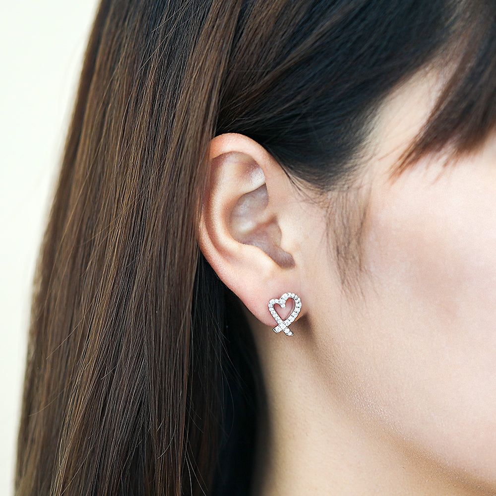 Heart Shaped Earrings with CZ Stones