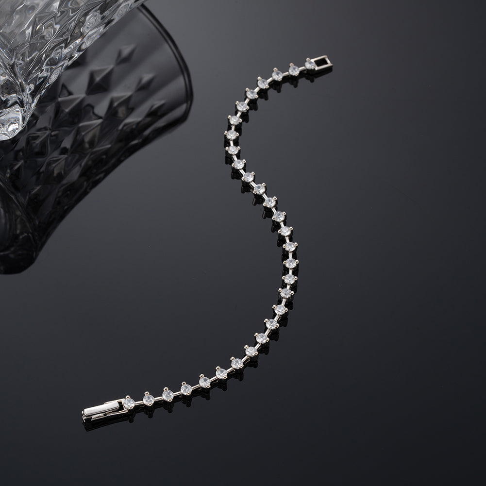 Elegant Bracelet with Round CZ Diamonds
