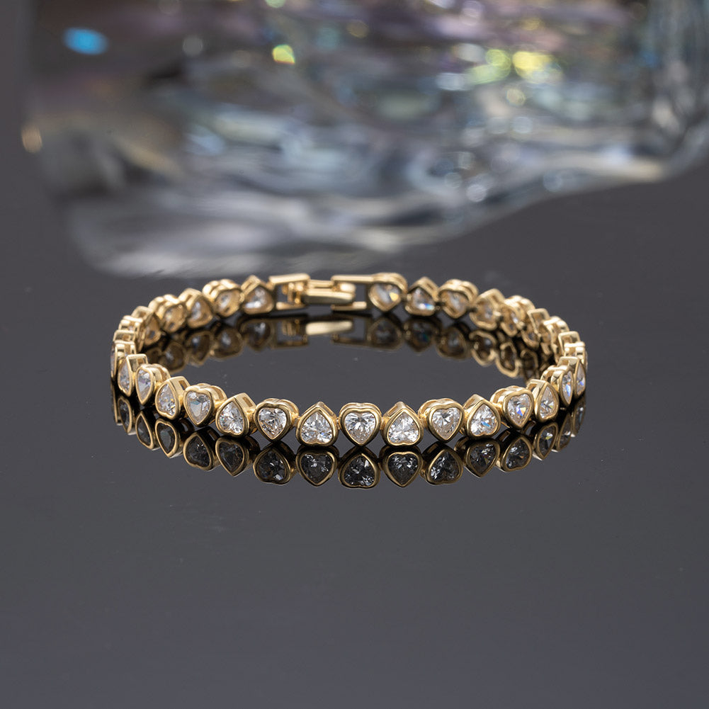 Elegant Bracelet with Heart Shaped CZ Diamonds