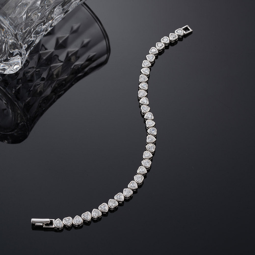 Elegant Bracelet with Heart Shaped CZ Diamonds