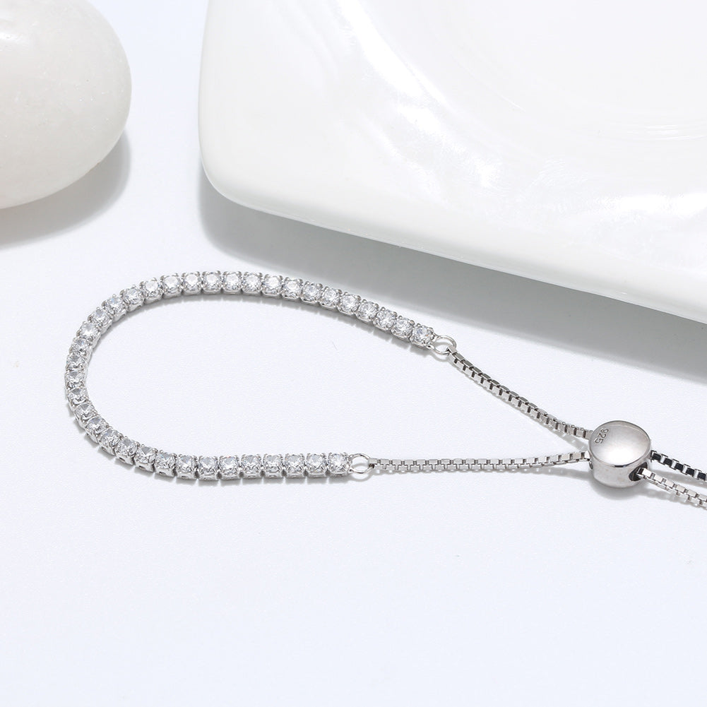 Adjustable Sleek Bracelet with Tiny CZ Diamonds