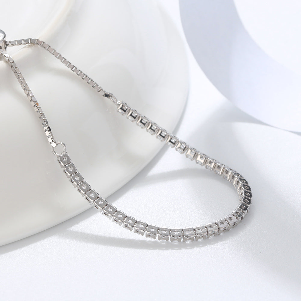 Adjustable Sleek Bracelet with Tiny CZ Diamonds
