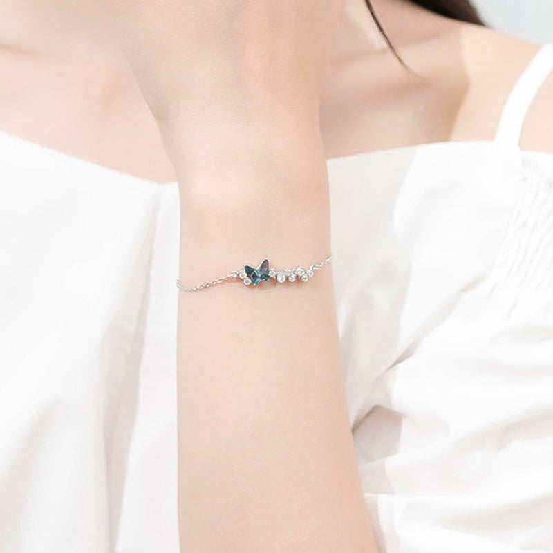 Sleek Bracelet with Blue Butterfly Pendant