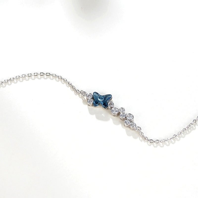Sleek Bracelet with Blue Butterfly Pendant