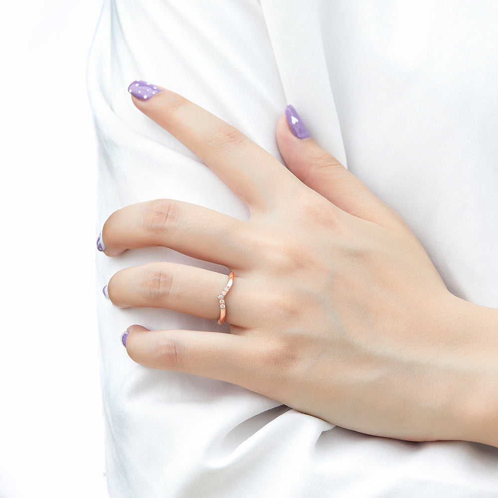Rhodium Plated Silver Ring with Tiny CZ Diamonds