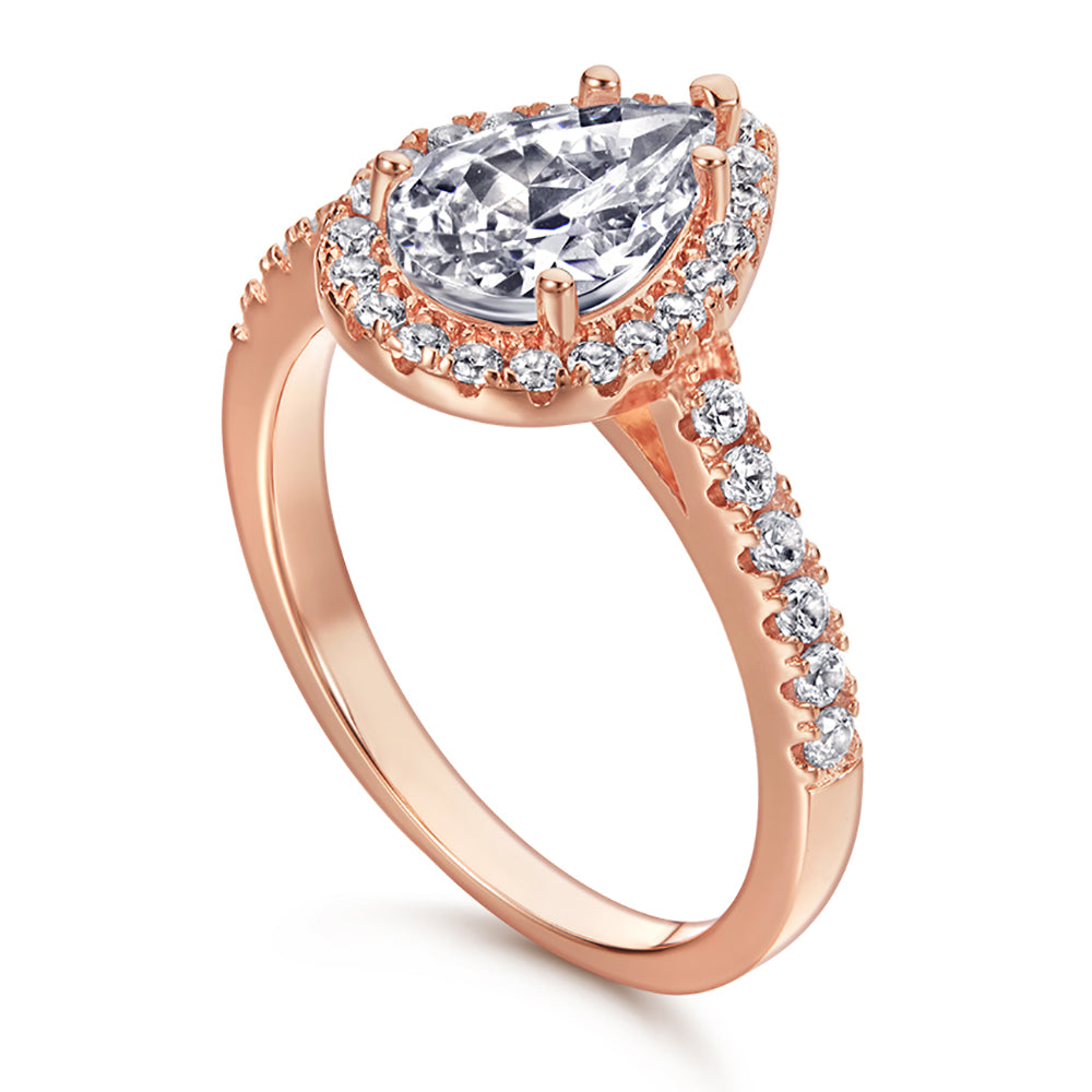 Silver Ring with Leaf Shaped CZ Diamond