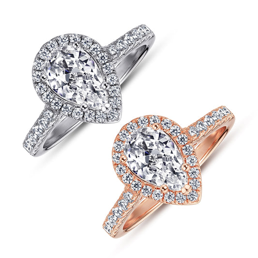 Silver Ring with Leaf Shaped CZ Diamond