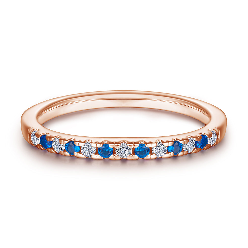Silver Band Ring with Tiny CZ Diamonds